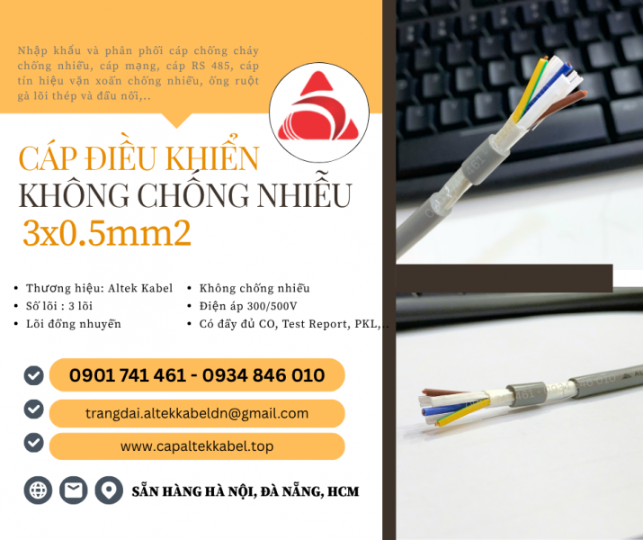 Cáp điều khiển Altek Kabel 3x0.5 không lưới chống nhiễu cho thang máy