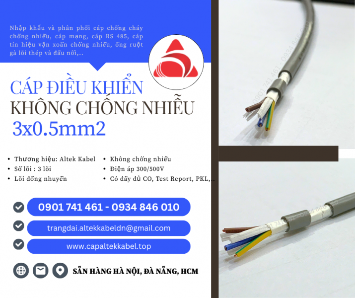 Cáp điều khiển Altek Kabel 3x0.5 không lưới chống nhiễu cho thang máy