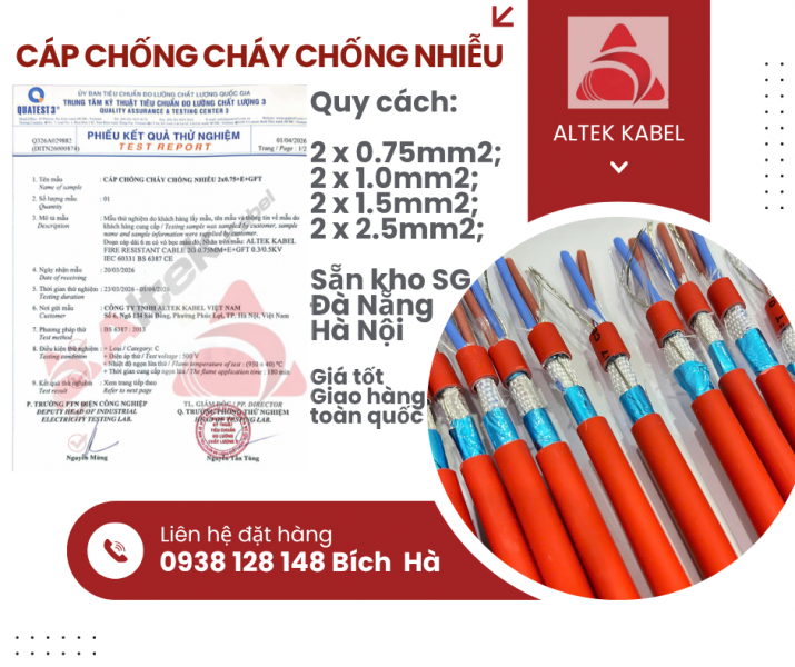 Cáp chống cháy chống nhiễu Altek Kabel đạt tiêu chuẩn IEC60331-BS6387