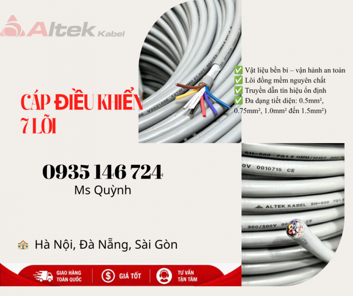 Cáp điều khiển 7x0.5, 7x.10, 7x0.75 Altek Kabel