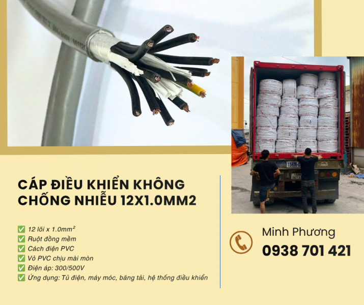Cung cấp cáp điều khiển 12x1.0mm2 toàn quốc Quảng Ngãi, Bình Định, Phú Yên