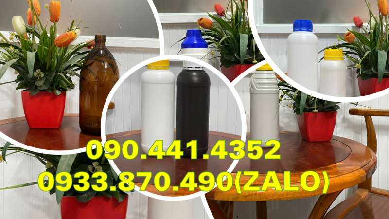 Vỏ chai nhựa 100ml đựng hóa chất, chai chứa chất lỏng 1 lít tròn