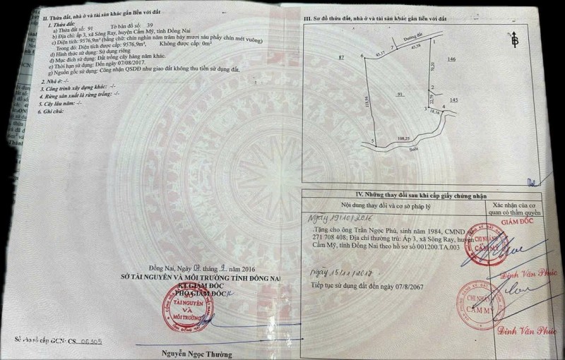 VỊ TRÍ ĐẸP - ĐẦU TƯ SINH LỜI - Chính Chủ Cần Bán Lô Đất Xã Sông Ray, Cẩm Mỹ, Đồng Nai