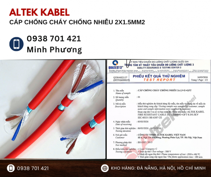 Cáp chống cháy chống nhiễu 2x1.5mm2 giao hàng toàn quốc Đà Nẵng, Huế, Nghệ An