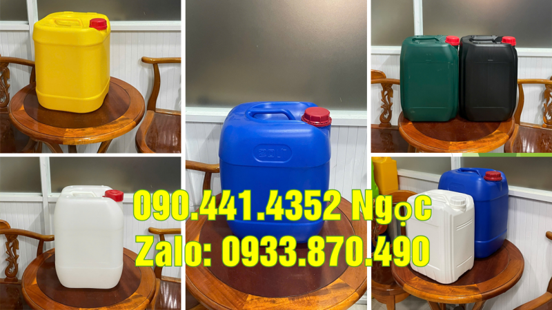 Can nhựa 10 lít đựng dung môi, can nhựa 20 lít đựng nước giặt, xả vải 
