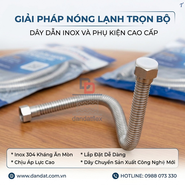 Dây dẫn nước nóng lạnh inox/ dây dẫn nước bằng inox/ dây mềm cấp nước thép không gỉ