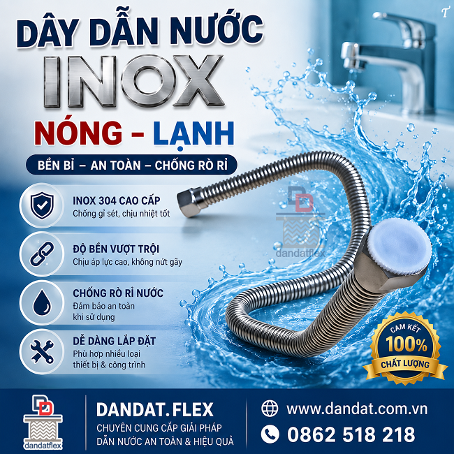 Dây dẫn nước nóng lạnh inox/ dây dẫn nước bằng inox/ dây mềm cấp nước thép không gỉ