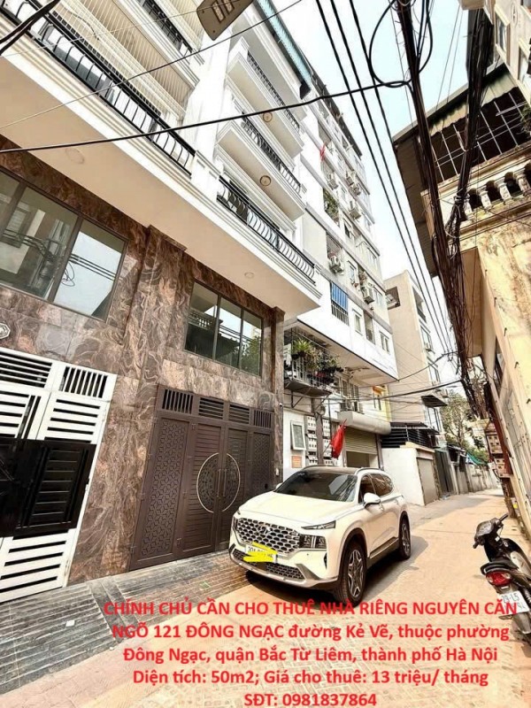 CHÍNH CHỦ CẦN CHO THUÊ NHÀ RIÊNG NGUYÊN CĂN NGÕ 121 ĐÔNG NGẠC GẦN CHỢ KẺ VẼ – FULL NỘI THẤT