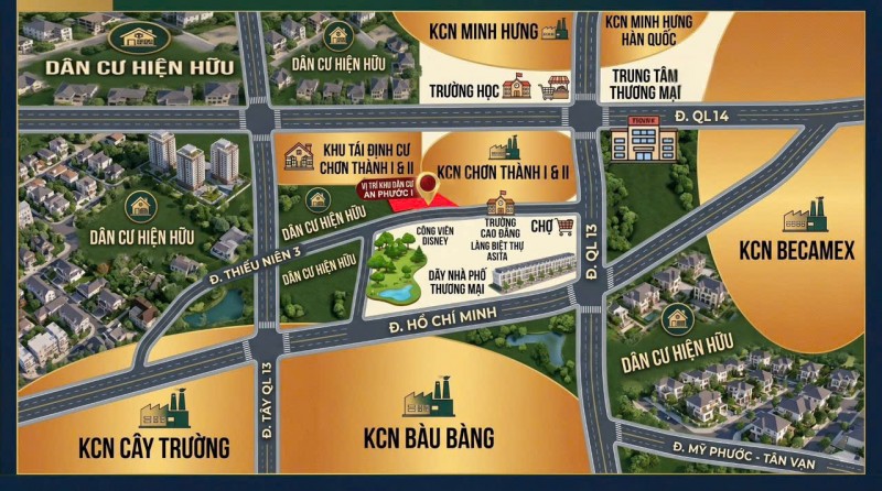CHỈ CÒN 10 LÔ ĐẸP NHẤT DỰ ÁN NGAY TẠI KDC AN PHƯỚC I VÀ KCN CHƠN THÀNH I & II.