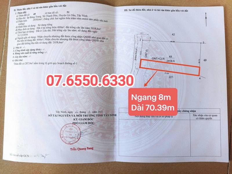 ĐẤT ĐẸP - ĐẦU TƯ SINH LỜI - Chính Chủ Cần Bán Lô Đất  xã Thạnh Đức, Tây Ninh