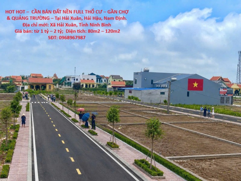 HOT HOT –  CẦN BÁN ĐẤT NỀN FULL THỔ CƯ – GẦN CHỢ & QUẢNG TRƯỜNG – Tại Hải Xuân, Hải Hậu, Nam Định