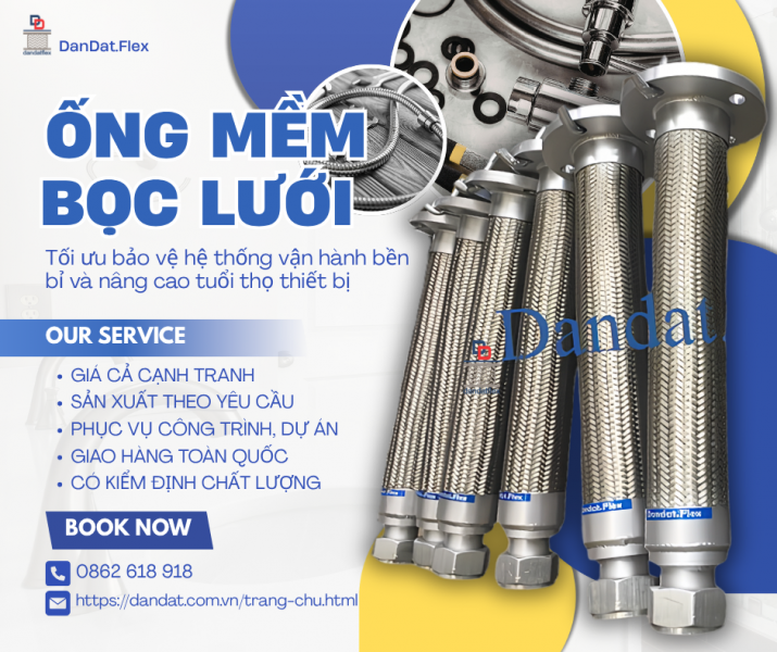 Ống Mềm Dẫn Hơi Chịu Nhiệt Và Ống Chống Rung Máy Nén Khí