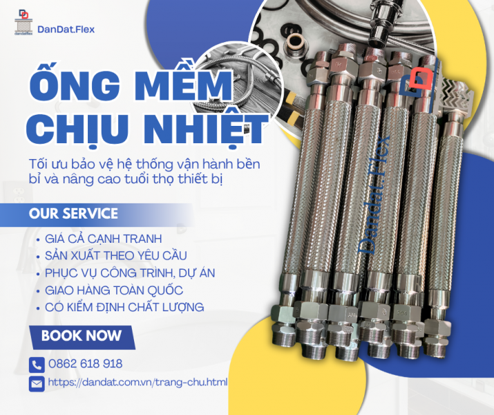 Ống Mềm Dẫn Hơi Chịu Nhiệt Và Ống Chống Rung Máy Nén Khí