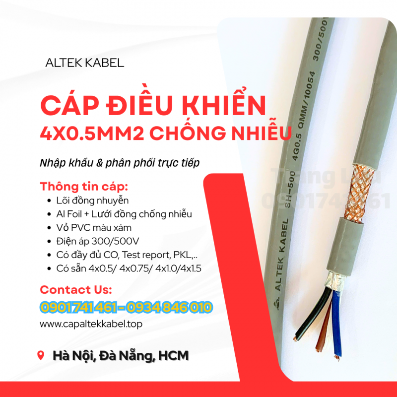 Cáp Altek Kabel 4x0.5 chống nhiễu sẵn hàng Thanh Hóa, Nghệ An, Hà Tĩnh, Quảng Trị