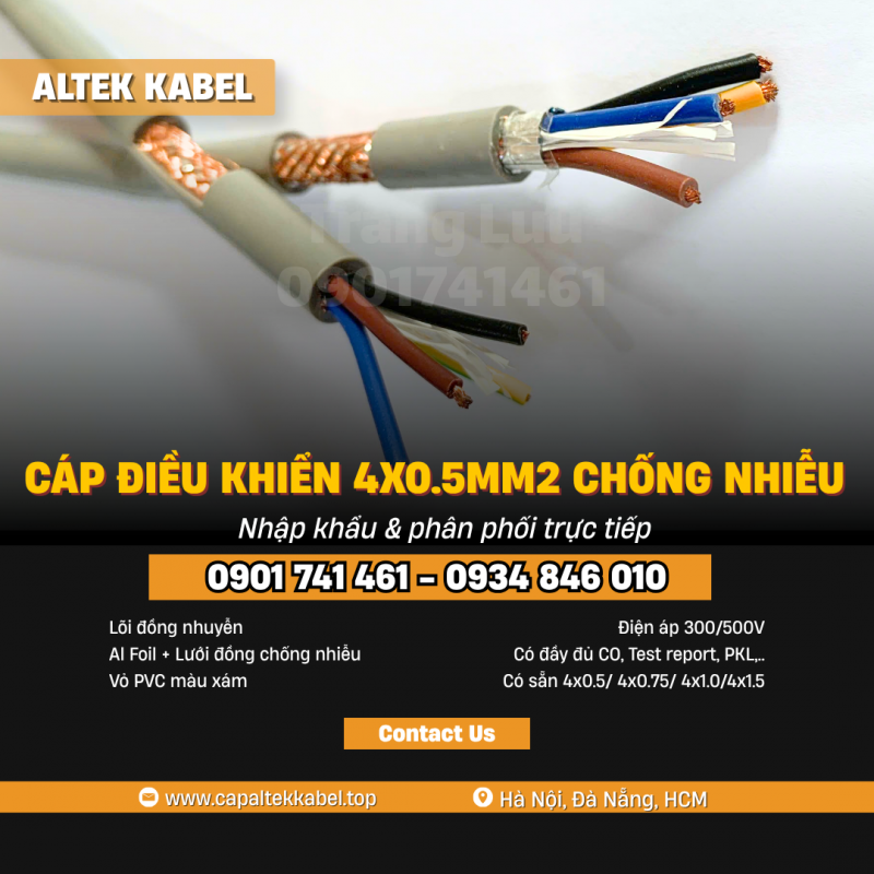 Cáp Altek Kabel 4x0.5 chống nhiễu sẵn hàng Thanh Hóa, Nghệ An, Hà Tĩnh, Quảng Trị