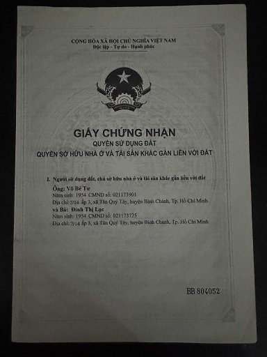 ► CHÍNH CHỦ CẦN BÁN LÔ ĐẤT ĐẸP TẠI TÂN QUÝ TÂY – BÌNH CHÁNH