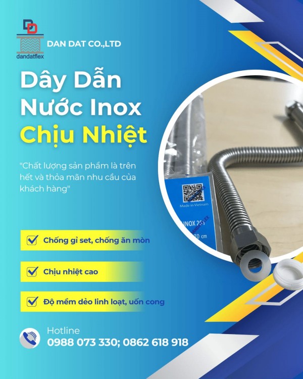 Dây Dẫn Nước Inox | Dây Cấp Nước Inox Chịu Nhiệt - Chống gỉ, Bền Bỉ, An Toàn