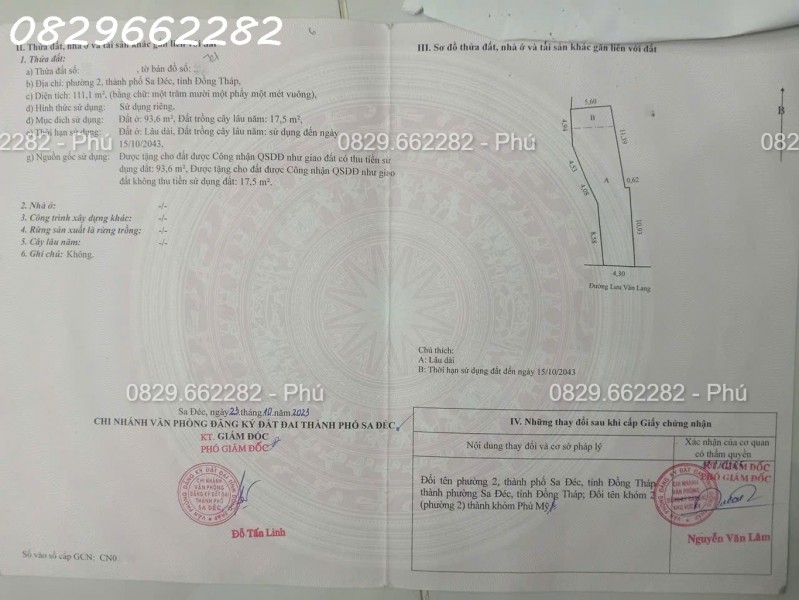 BÁN GẤP Nhà mặt tiền Lưu Văn Lang, Sa Đéc. Sổ hồng 111m2, 3PN. Giá 1.8 tỷ. Hướng Nam.