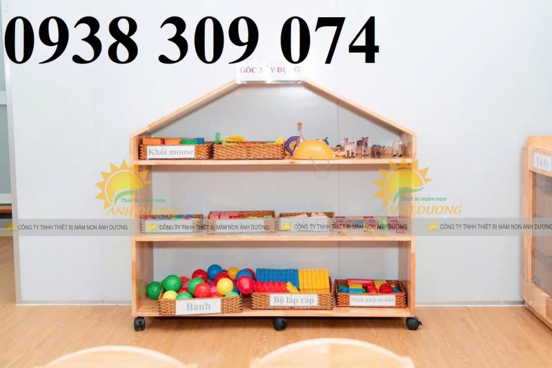 Kệ gỗ mầm non, kệ gỗ mầm non montessori