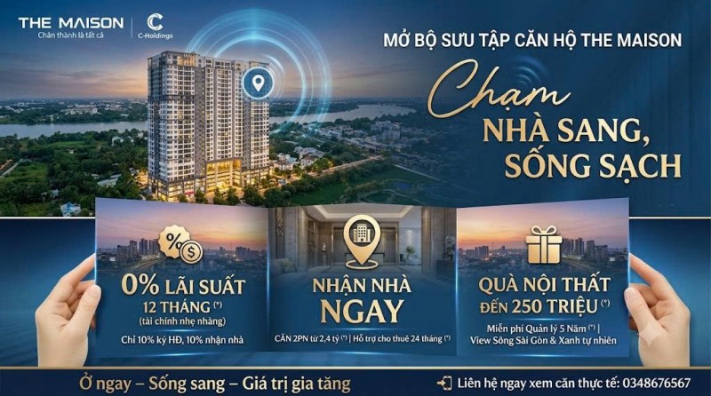Chung cư The Maison ở trung tâm Thành Phố TDM ven sông Sài Gòn. 