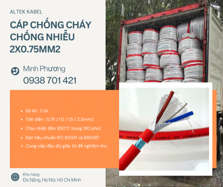 Cáp chống cháy chống nhiễu 2x0.75mm² – Lựa chọn an toàn cho hệ thống PCCC Huế