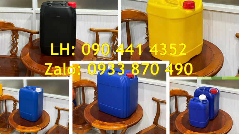 Can nhựa 25 lít trắng trong, can nhựa 20 lít đựng mật đường, can nhựa 10L đựng bazơ 
