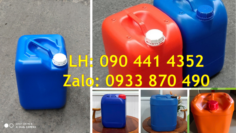 Can nhựa 25 lít trắng trong, can nhựa 20 lít đựng mật đường, can nhựa 10L đựng bazơ 