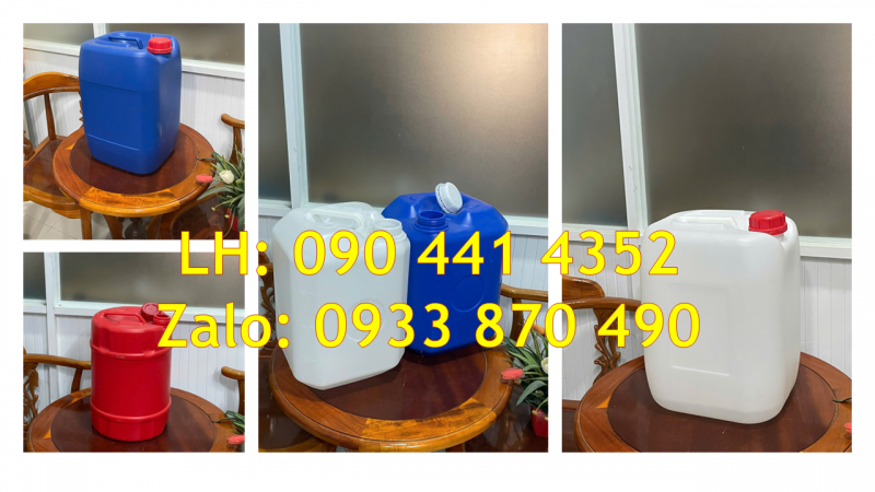 Can nhựa 25 lít trắng trong, can nhựa 20 lít đựng mật đường, can nhựa 10L đựng bazơ 