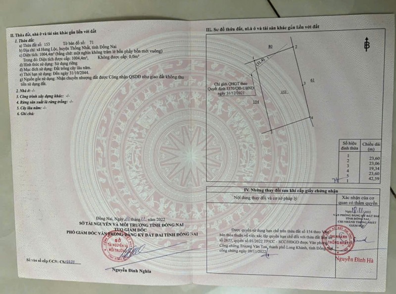 ĐẦU TƯ LÀ SINH LỜI - Chính Chủ Bán Lô Đất Full Sổ Hồng xã Hưng Lộc, Thống Nhất, Đồng Nai