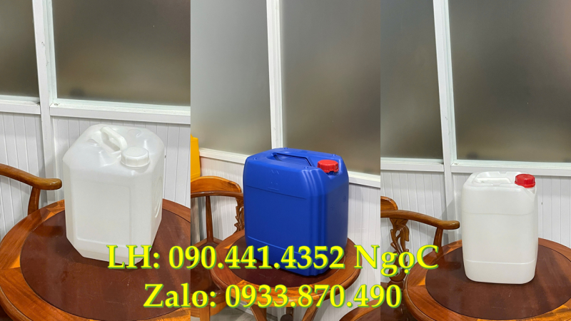 Can nhựa 20 lít vuông trắng, thùng nhựa 25 lít chứa xăng, can nhựa 30 lít đựng chất tẩy vết bẩn 