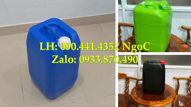 Can nhựa 20 lít vuông trắng, thùng nhựa 25 lít chứa xăng, can nhựa 30 lít đựng chất tẩy vết bẩn 