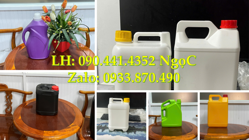 Cung cấp can nhựa 2 lít tròn, can nhựa 5 lít vuông đựng chất lỏng hóa học công nghiệp Q12