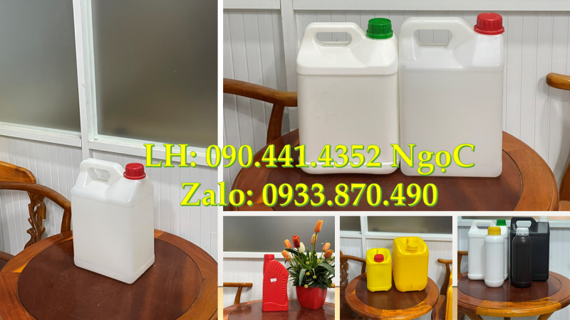 Cung cấp can nhựa 2 lít tròn, can nhựa 5 lít vuông đựng chất lỏng hóa học công nghiệp Q12