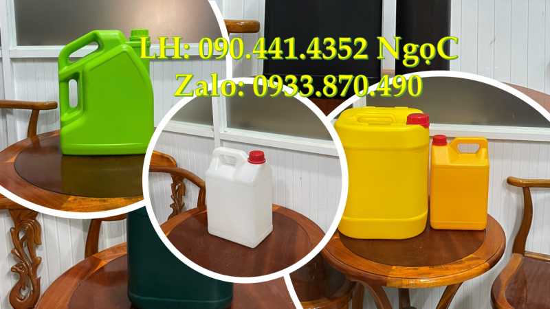 Cung cấp can nhựa 2 lít tròn, can nhựa 5 lít vuông đựng chất lỏng hóa học công nghiệp Q12