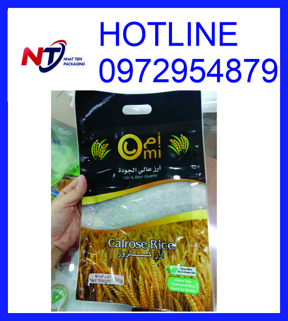 Bao bì gạo 1kg, in túi hút chân không đựng gạo