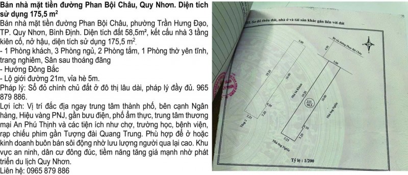 HOT HOT–CHÍNH CHỦ BÁN GẤP NHÀ MẶT TIỀN Đường Phan Bội Châu, P.Trần Hưng Đạo, TP.Quy Nhơn, Bình Định