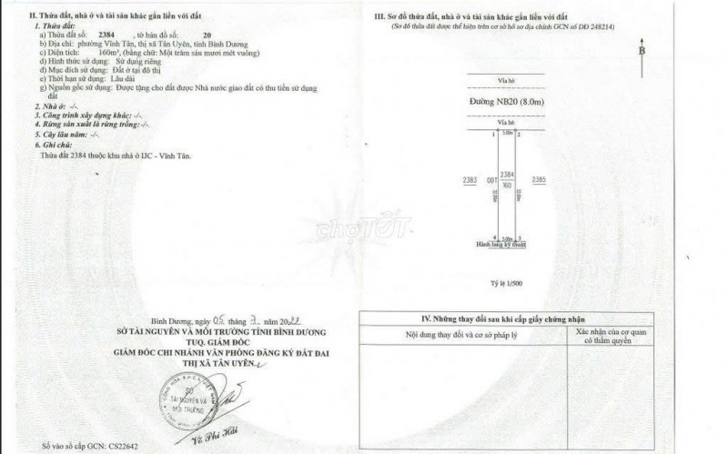ĐẤT ĐẸP – GIÁ TỐT- CHÍNH CHỦ CẦN BÁN ĐẤT Tại  Xã Vĩnh Tân, Thị xã Tân Uyên, Bình Dương