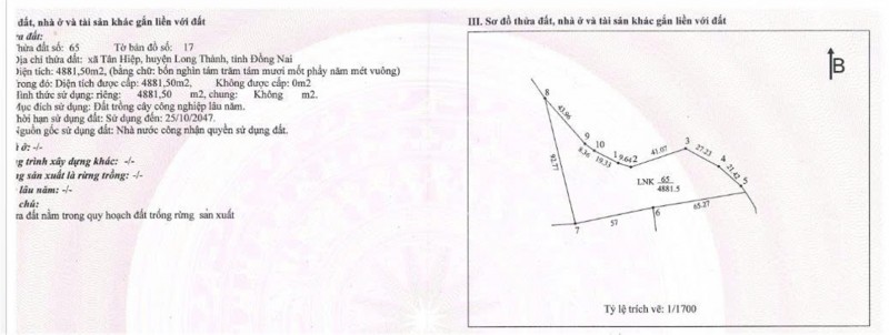 CƠ HỘI ĐẦU TƯ SINH LỜI - Chính Chủ Cần Bán Đất tại Xã Tân Hiệp,  Long Thành, Đồng Nai.