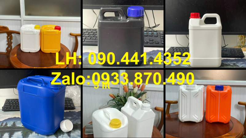 Can vuông 5 lít có vạch chia, can nhựa 2 lít đựng hóa chất nắp garenti thoát khí