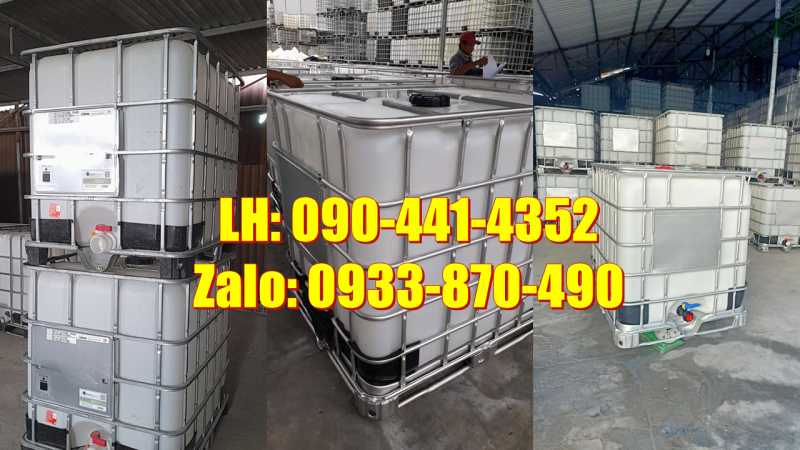 Bồn nhựa vuông 1 khối trắng, thùng nhựa 1000 lít qua sử dụng đã được súc sạch