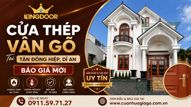 Cửa Thép Vân Gỗ Tại Tân Đông Hiệp, Dĩ An | Báo Giá Mới