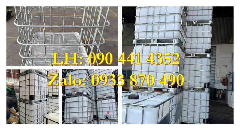 Gía bồn nhựa ibc 1000 lít qua sử dụng, thùng nhựa 1000 lít trắng có khung thép tại TPHCM 