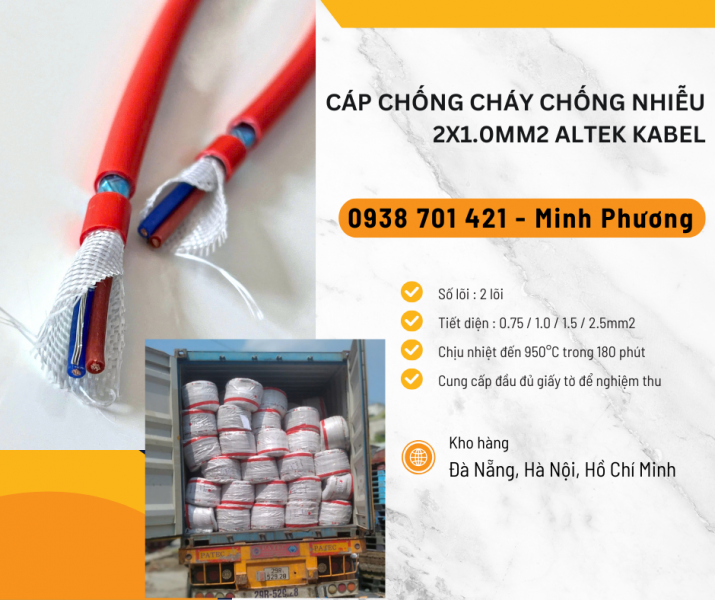 Báo giá cáp chống cháy chống nhiễu 2x1.0mm2 mới nhất Đà Nẵng, Quy Nhơn, Tuy Hòa