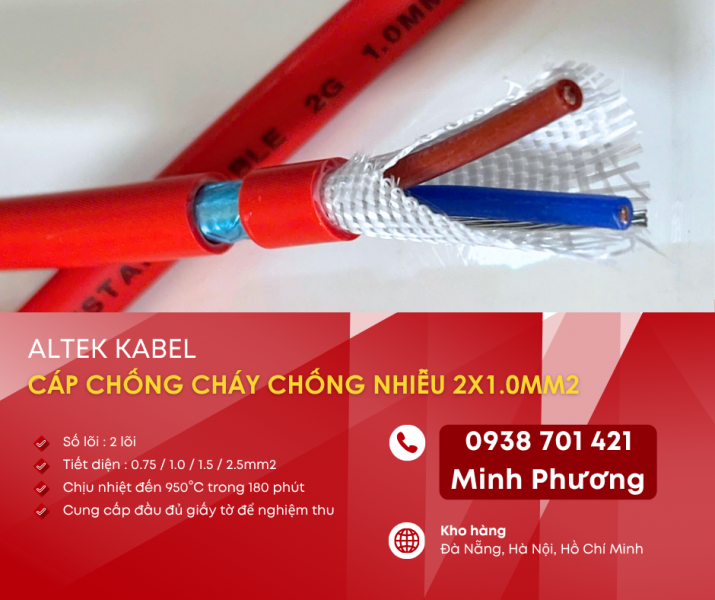 Báo giá cáp chống cháy chống nhiễu 2x1.0mm2 mới nhất Đà Nẵng, Quy Nhơn, Tuy Hòa