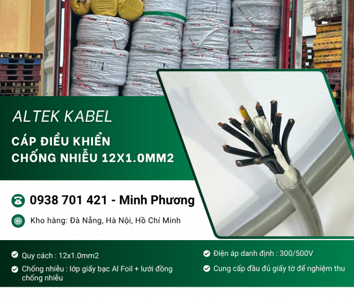 Dây cáp điều khiển có lưới chống nhiễu 12x1.0mm2 Altek Kabel Đà Nẵng, Huế
