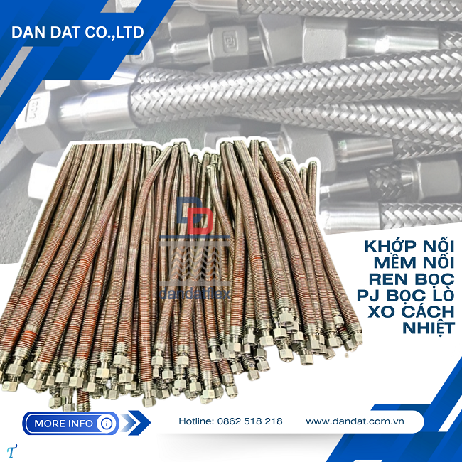 Khớp nối mềm rắc co ren, khớp nối mềm inox 2 đầu rắc co, khớp nối mềm vi sinh inox