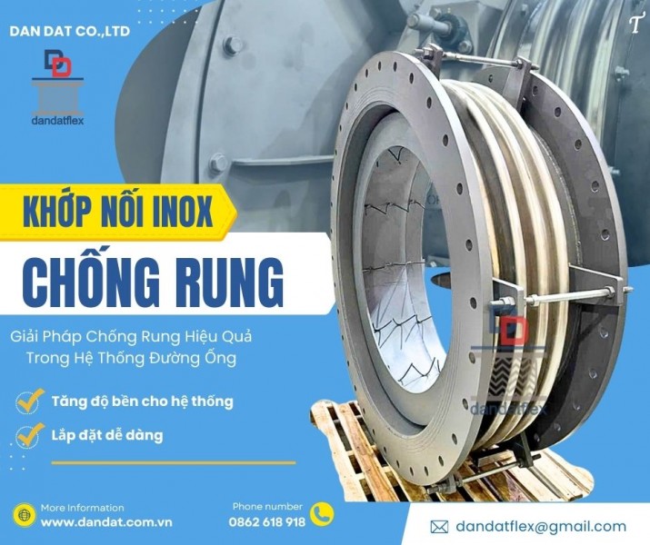 Khớp nối mềm máy bơm, khớp chống rung inox cho trạm bơm, khớp nối mềm chống rung bơm công nghiệp