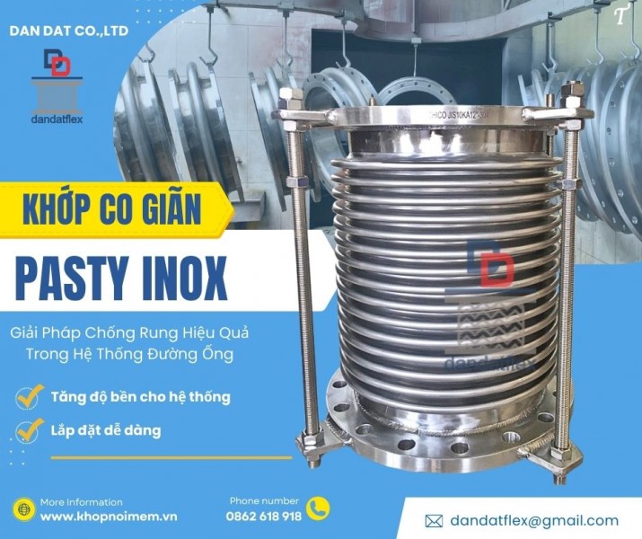 Khớp nối mềm máy bơm, khớp chống rung inox cho trạm bơm, khớp nối mềm chống rung bơm công nghiệp