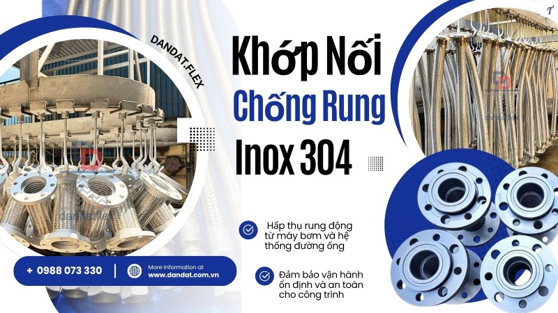 Khớp nối mềm (ống+lưới) inox 304, khớp nối mềm model FL100/FL102 , khớp nối mềm inox nối bích