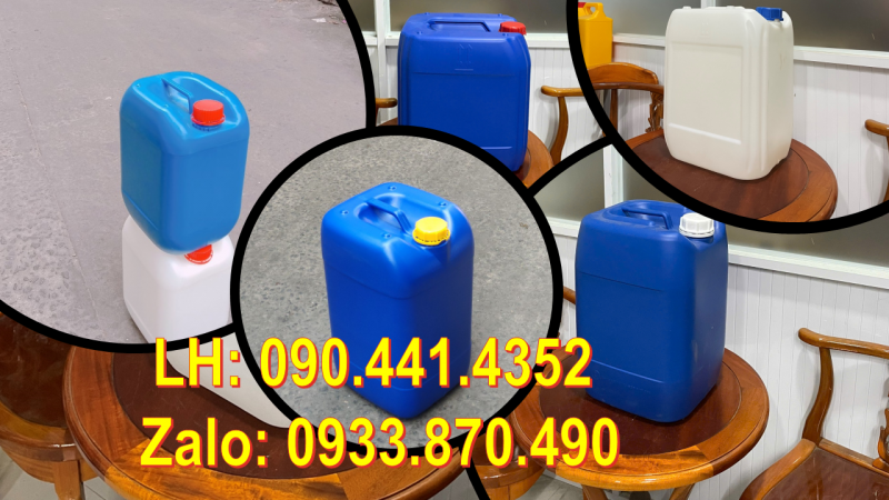 Can nhựa 20 lít đựng thuốc nhuộm vải, vỏ can nhựa 25 lít đựng chất phụ gia sơn gel 